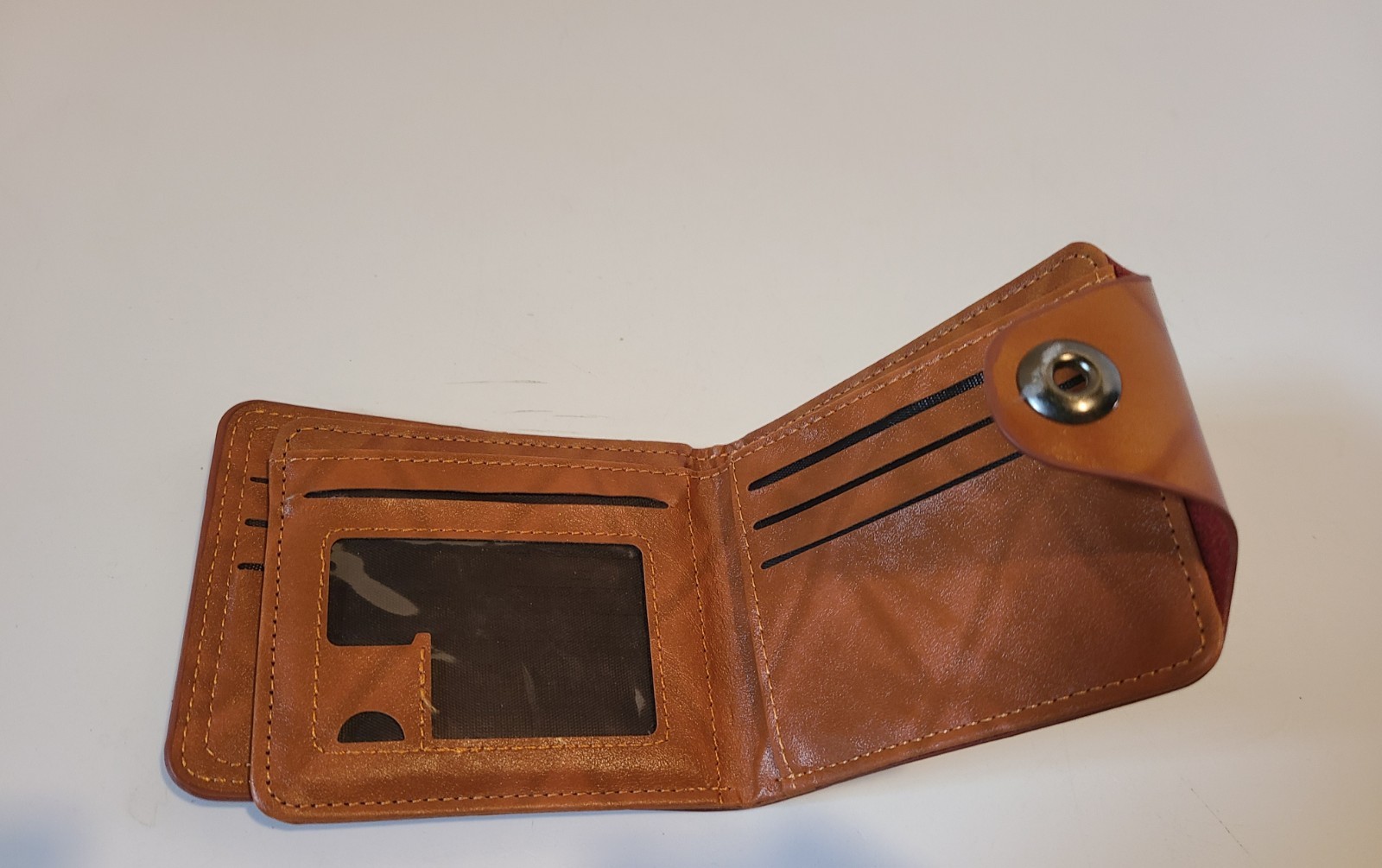 Mens Novelty $100 Bill Wallet Tan Faux Leather Bi Fold Snap Closure