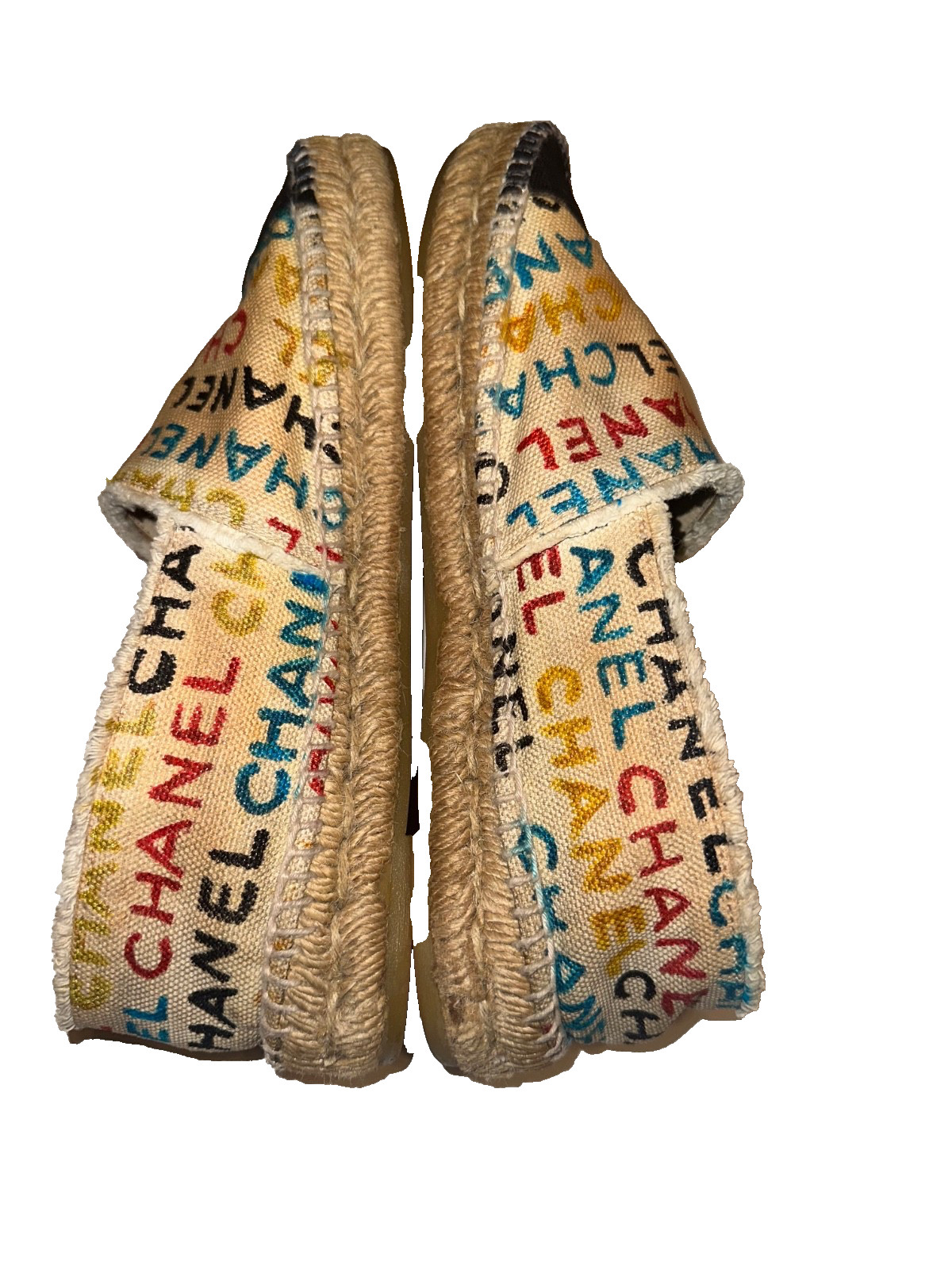 Chanel Espadrilles Logo Graffiti Multicolored Flats Size 42