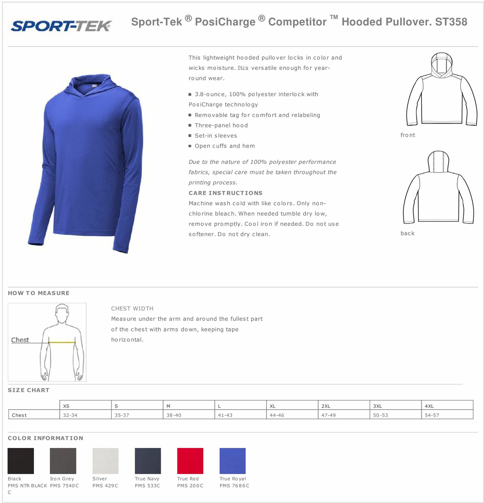 Sport-Tek Mens PosiCharge Dri-Fit Workout Pullover Hoodie ST358