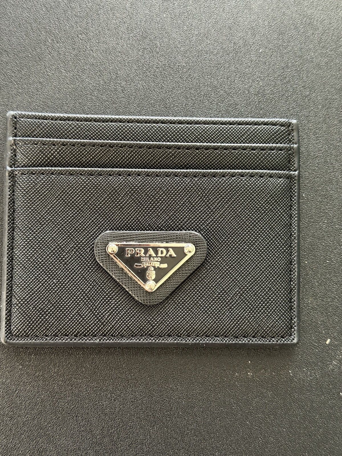 Prada Black Leather Card Case ID/Document Holder for Unisex Card Holder