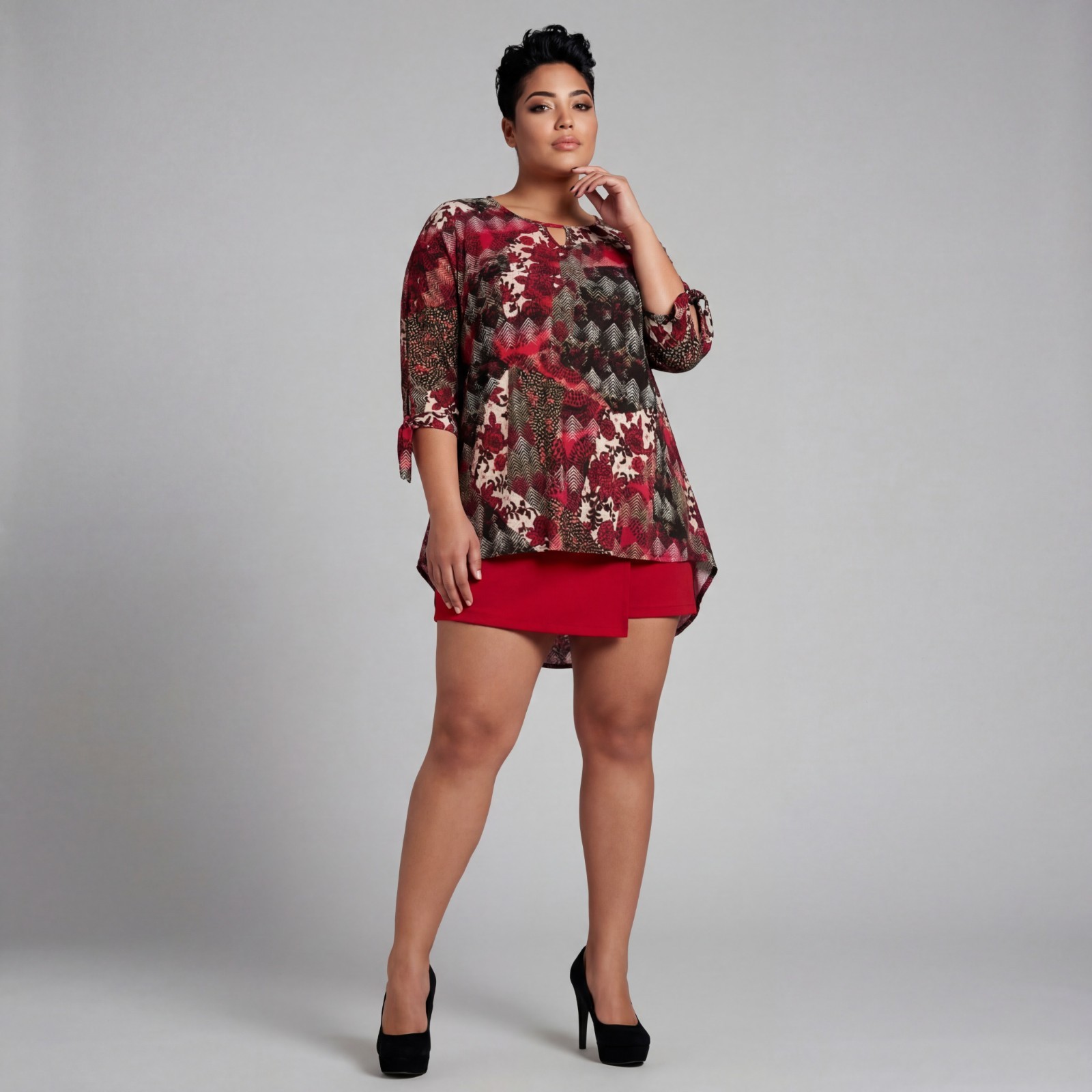 Avenue 30/32 NWT Tunic Hi-Low 3/4 Sleeve Tie-Knot Cuff Long Flowy *New in Bag*
