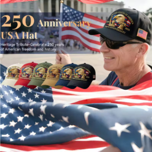 Baseball Cap USA 250th Anniversary Eagle Print Hat Washed Cotton Trucker Unisex