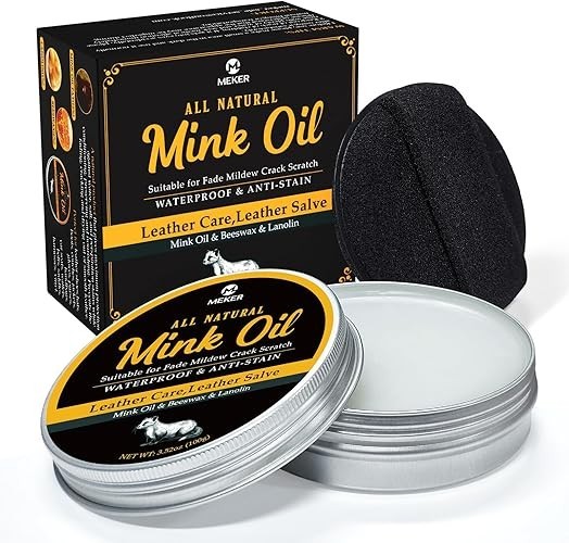 MEKER Mink Oil for Leather Boots, Leather Conditioner and Cleaner 3.52 oz-All-Na