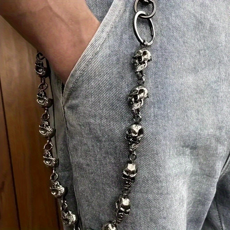 Silvery Skull Jeans Chain Hip Hop Punk Waist Chain Men’s Accessories Alloy
