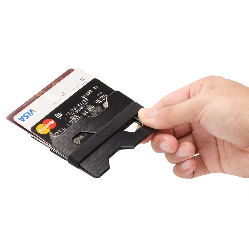 Roco Minimalist Aluminum Slim Wallet RFID Blocking Money Clip-Futuristic Design