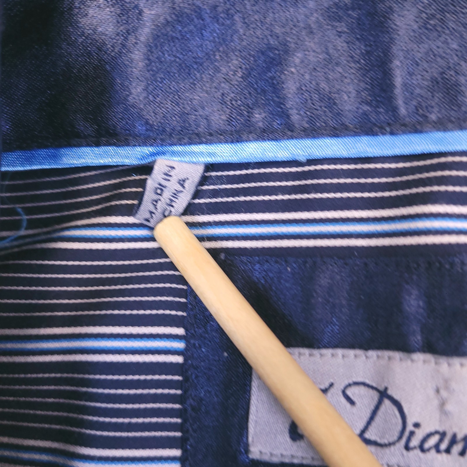 7D 7 Diamonds Mens Large Button Up Vertical Striped Flip Cuff Contrast Trim