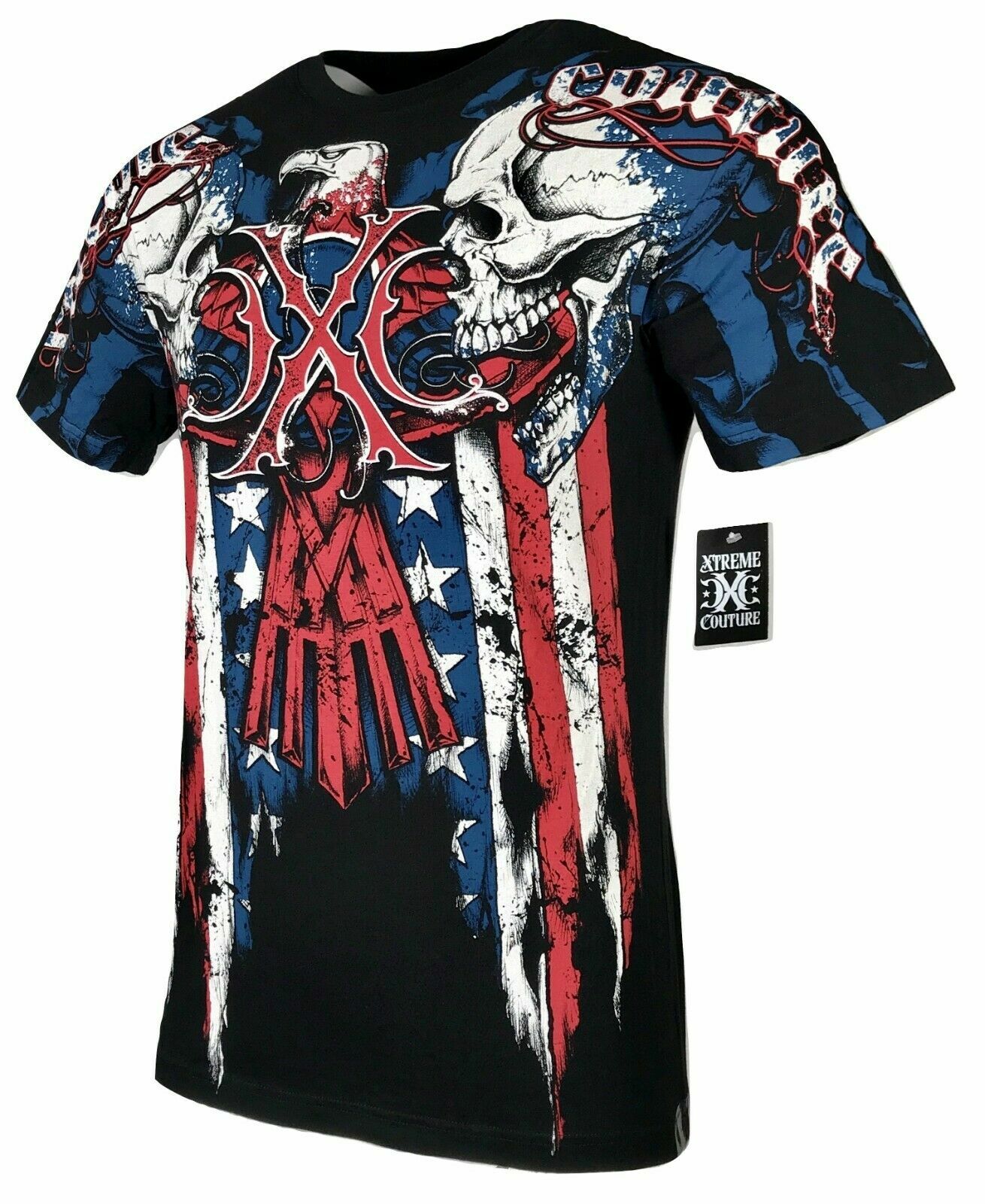 Xtreme Couture Affliction Men’s T-Shirt COUTURE PATRIOT Black Biker S-5XL