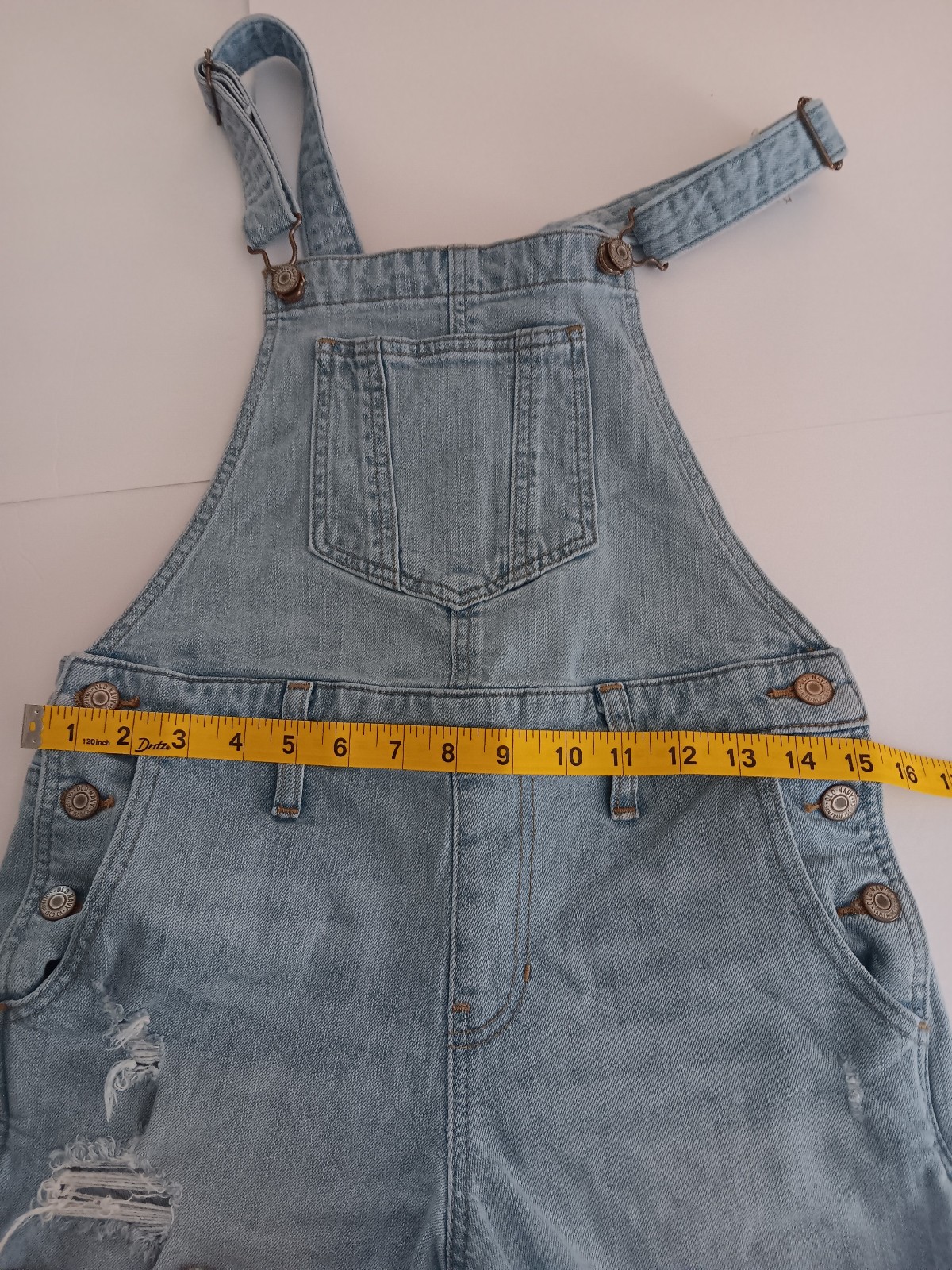 Vintage Old Navy Women Denim Short Overalls Shortalls XS 30 ” Distressed Y2K