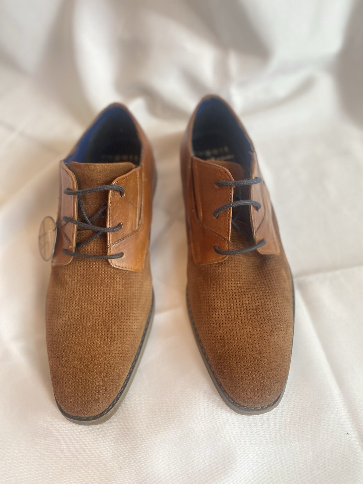 Bugatti Menello Mens Leather Dress Shoes 42 US 9 Cognac Brown Oxford Derby NIB