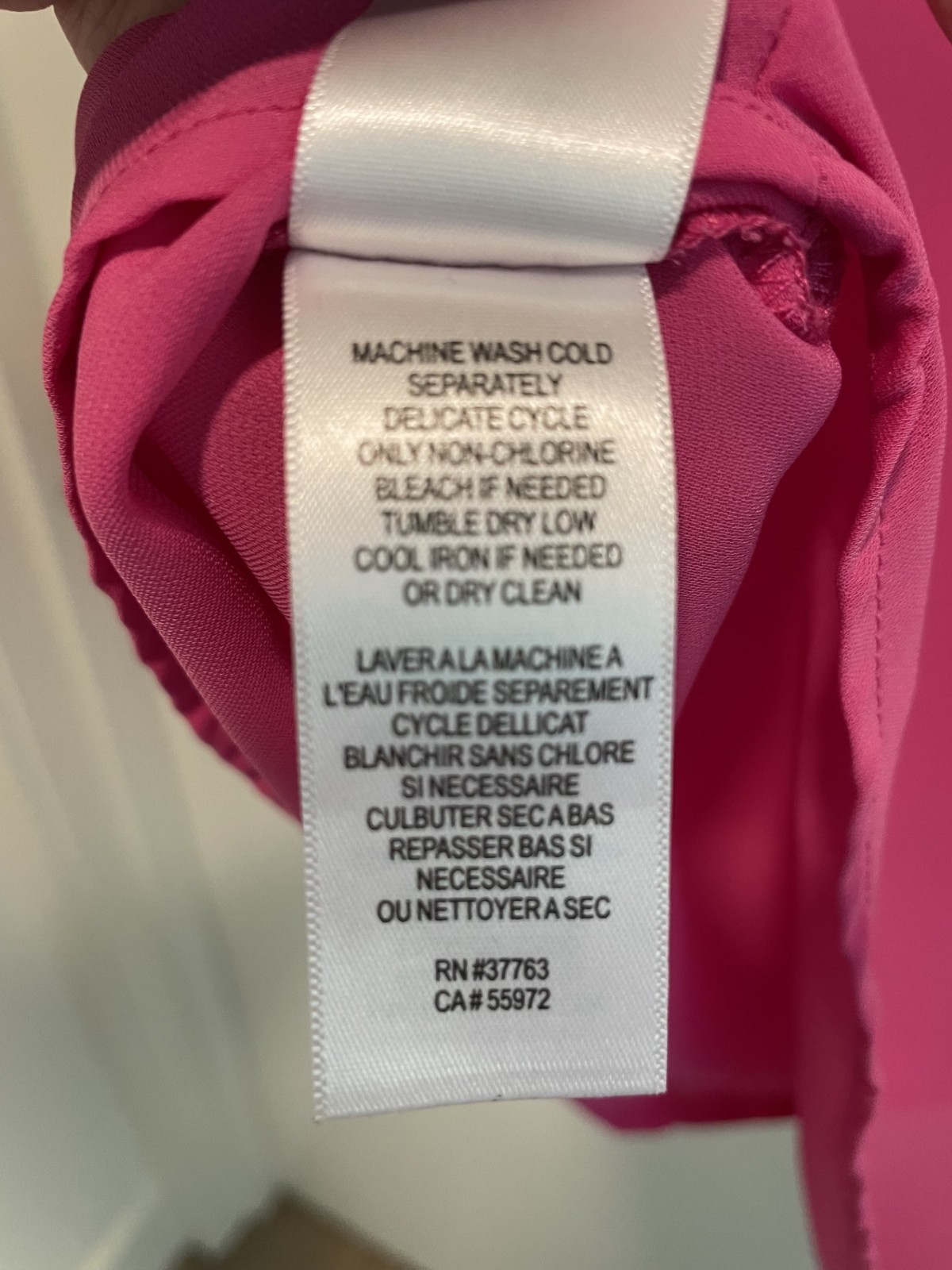 Laundry Shelli Segal XL Pink Sleeveless Chiffon Blouse Hi Low V Neck