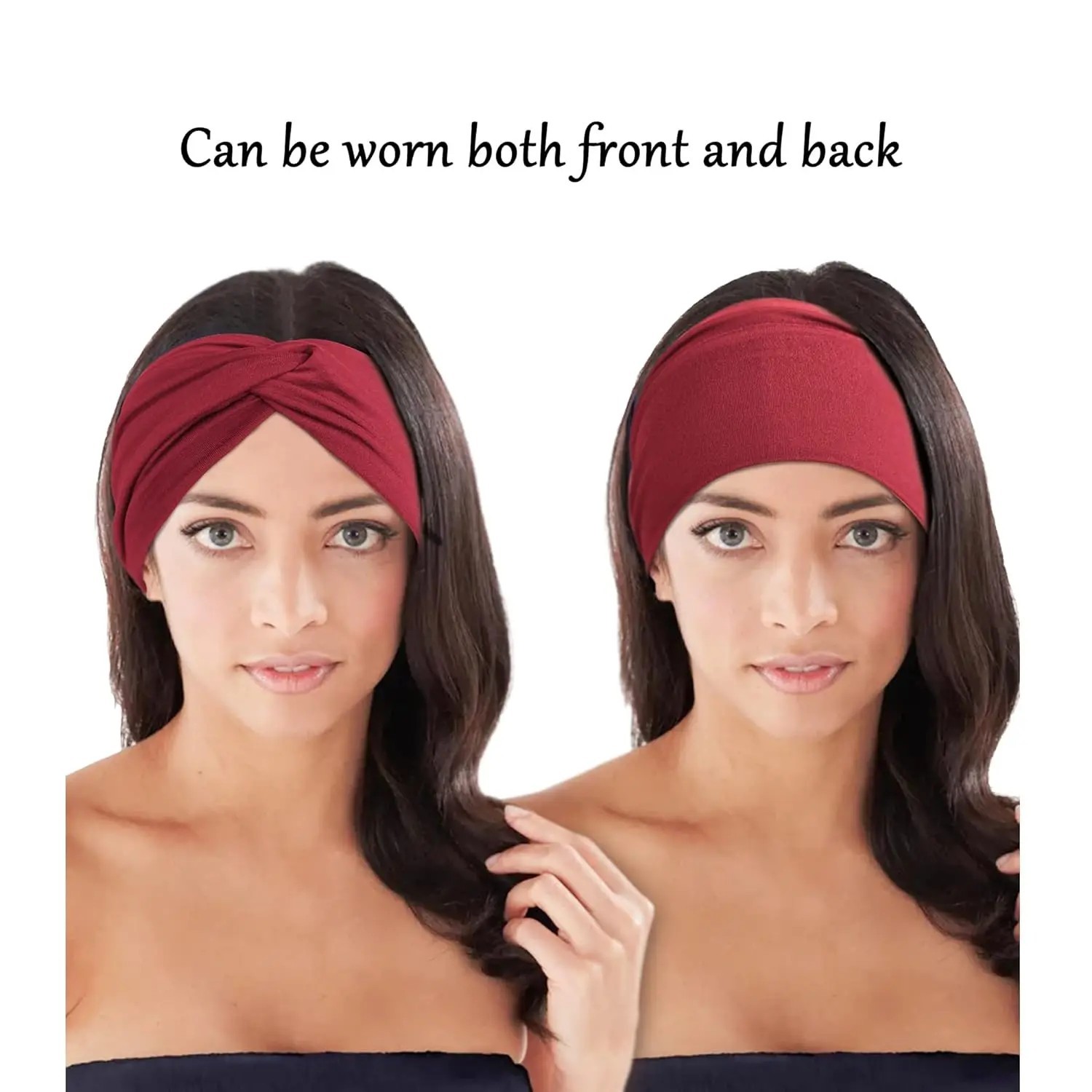 2pc Elastic Wide Headband Cotton Yoga Running Sports Hair Band Turban Headwrap