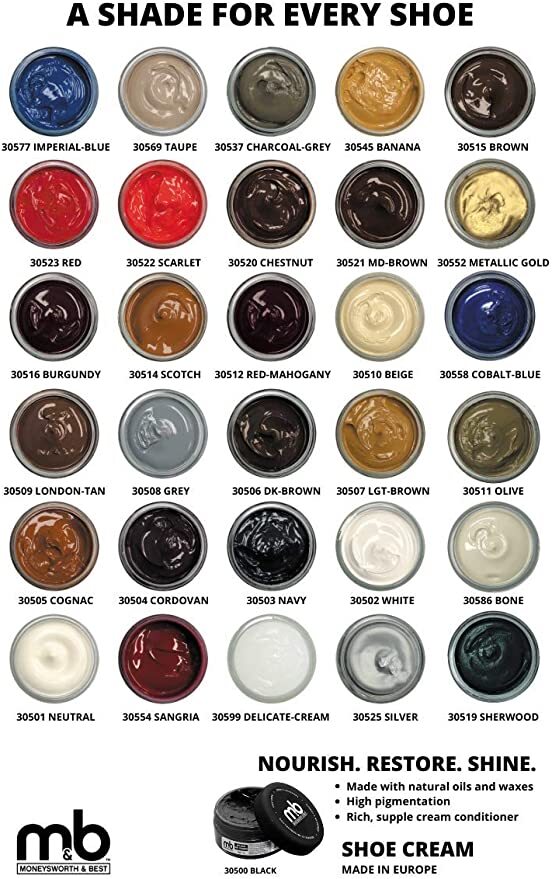 Moneysworth Best Boot & Shoe Cream Polish – 1.7 oz 50 ml (All Colors )
