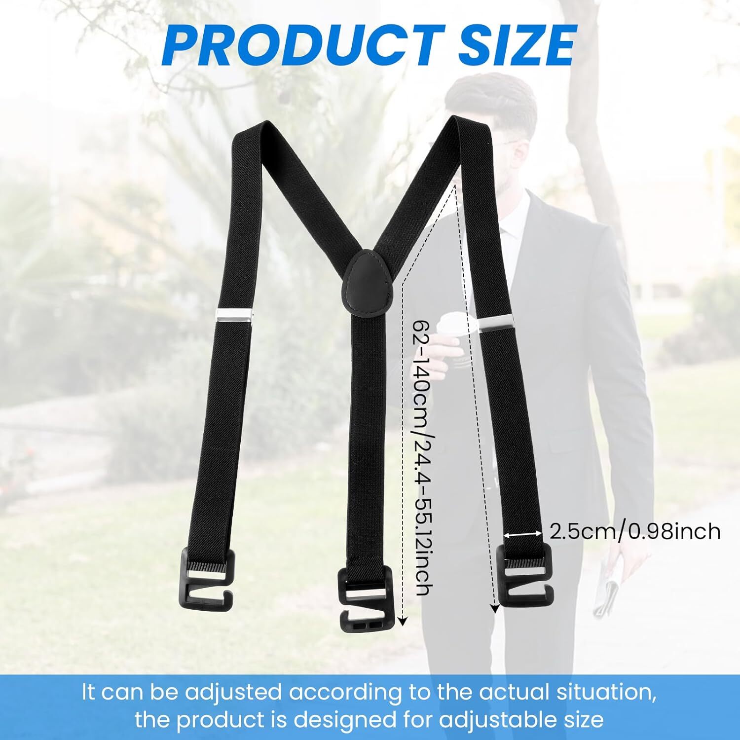 1 Pcs Mens Suspenders Big and Tall Suspenders for Men, Black Suspender…
