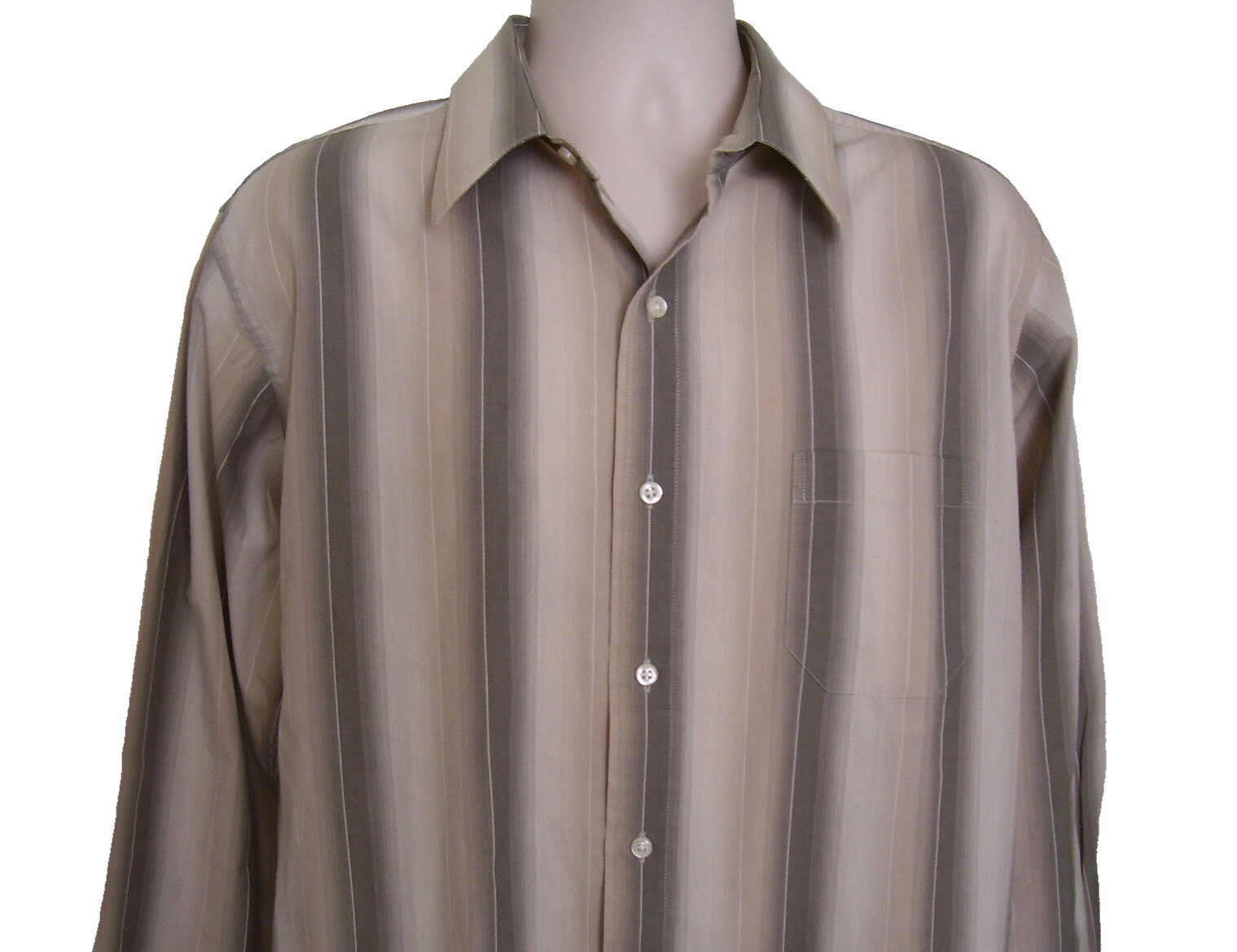 J. Ferrar Long Sleeve Button Down Shirt Sz 16-16.5 Brown Striped Large