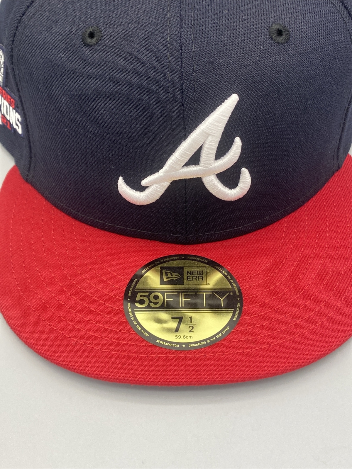 Atlanta Braves World Series 2021 Patch New Era 59FIFTY 2 Tone Fitted Hat 7 1/2