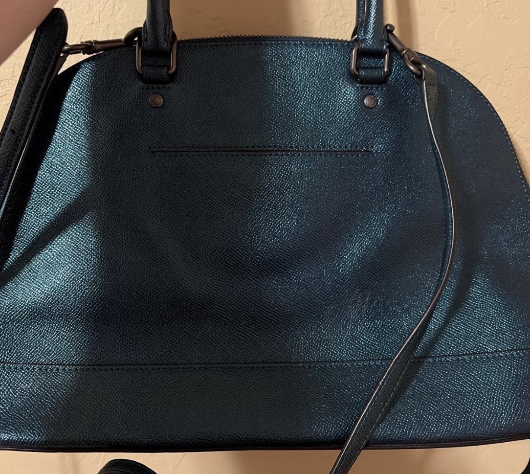 Coach Blue Large Dome Satchel Zip Top w/ Detachable Strap, Charm, Pockets