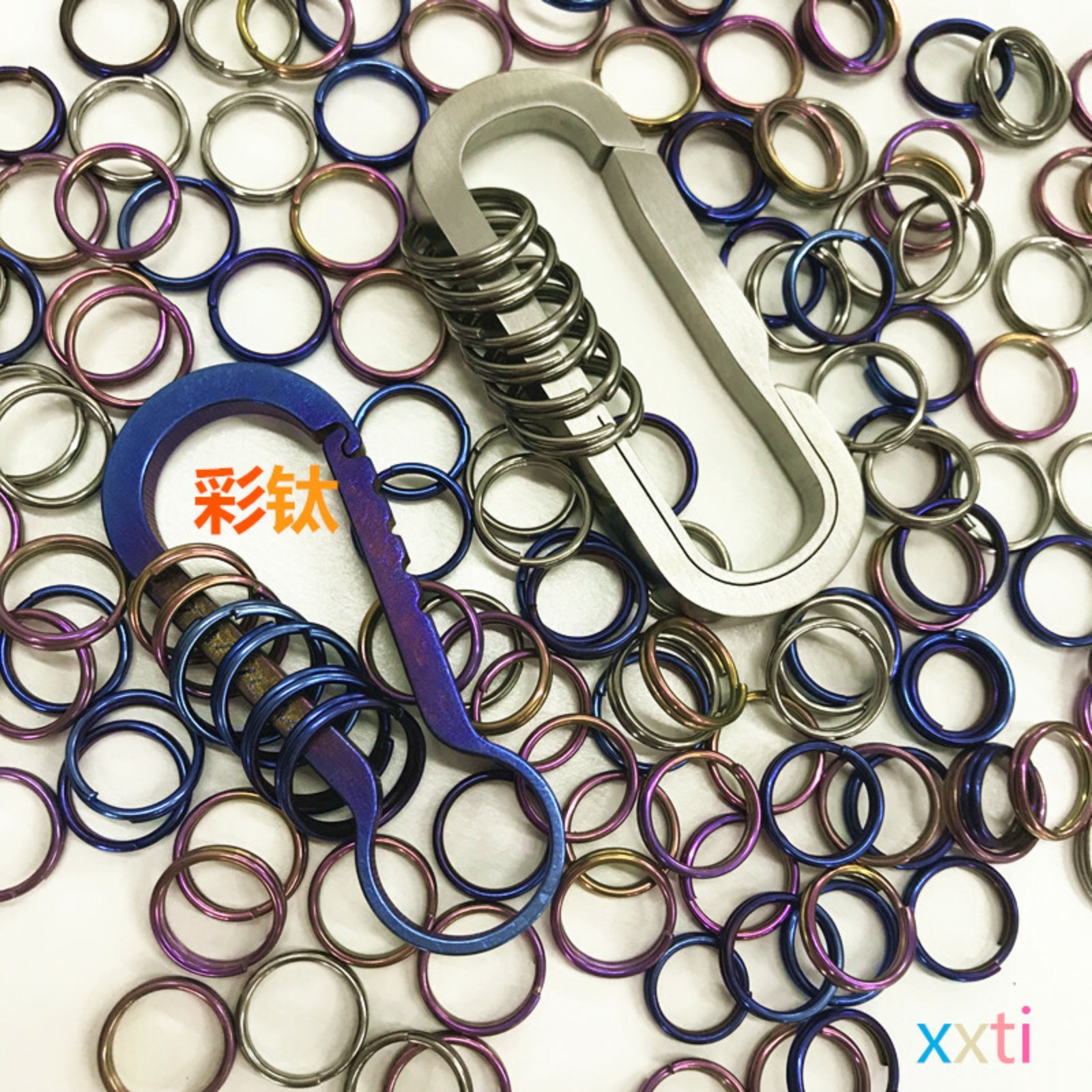 10pcs 10/12/14mm Titanium Alloy Circle Key Ring Hanging Split Ring Keychain