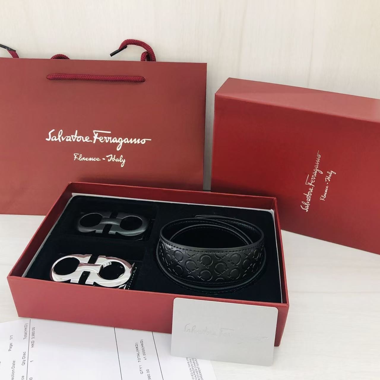 Salvatore Ferragamo Men’s Leather Belt Exquisite Italian Craftsmans Luxury Gift