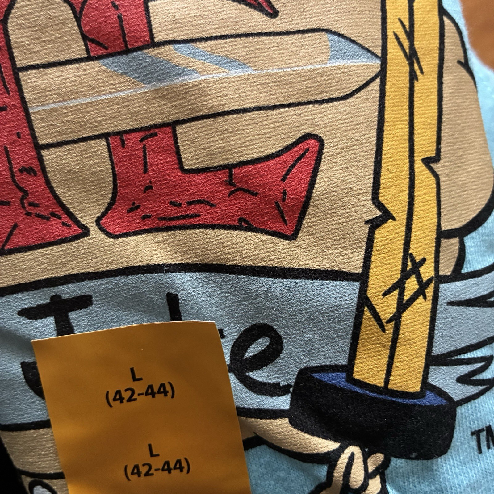 Adventure Time with Finn & Jake Men’s Blue Cartoon Graphic Tee T-Shirt Sz Large