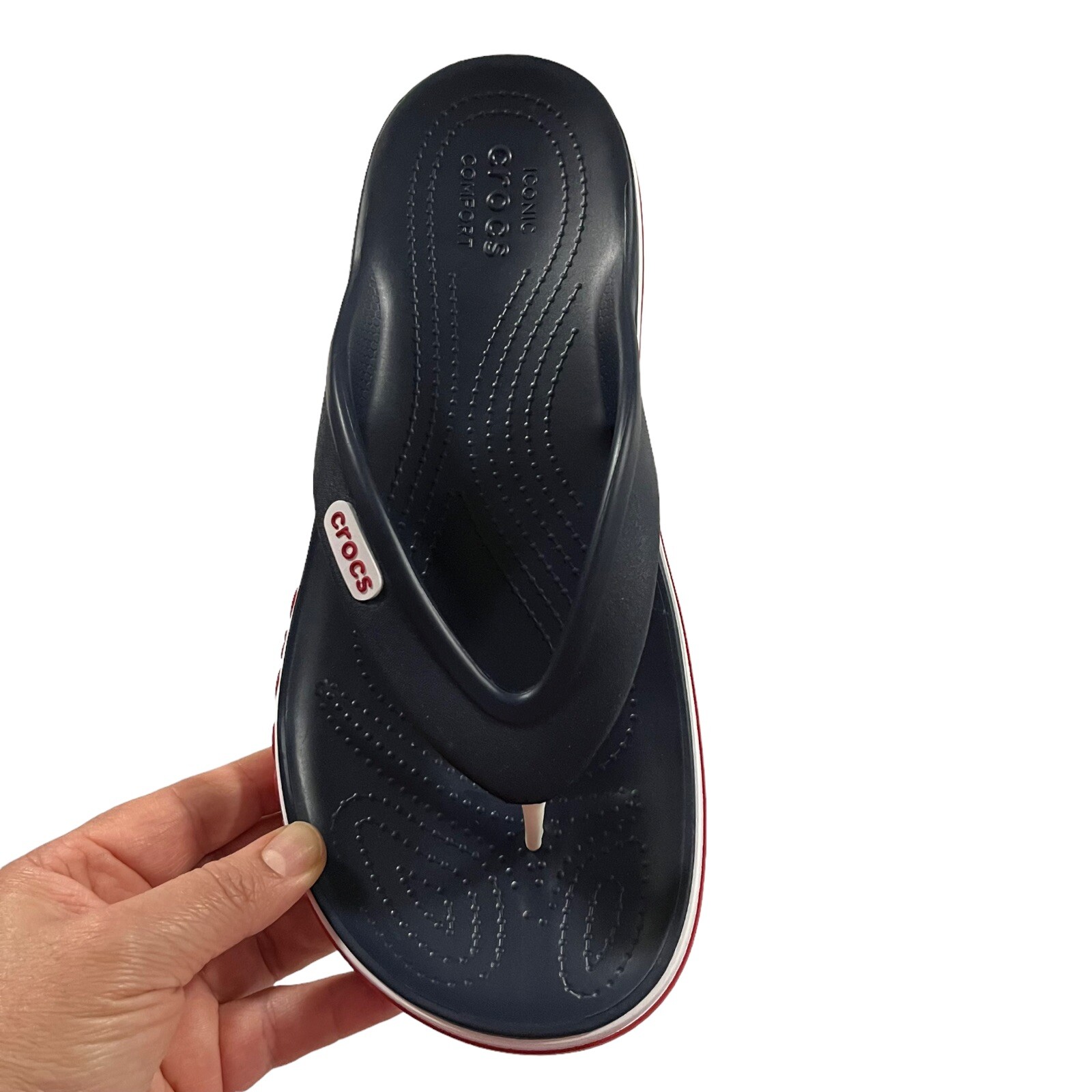 Crocs Bayaband Womens Flip Flop Sandal Sz 9 Navy Blue Water Friendly Lightweight
