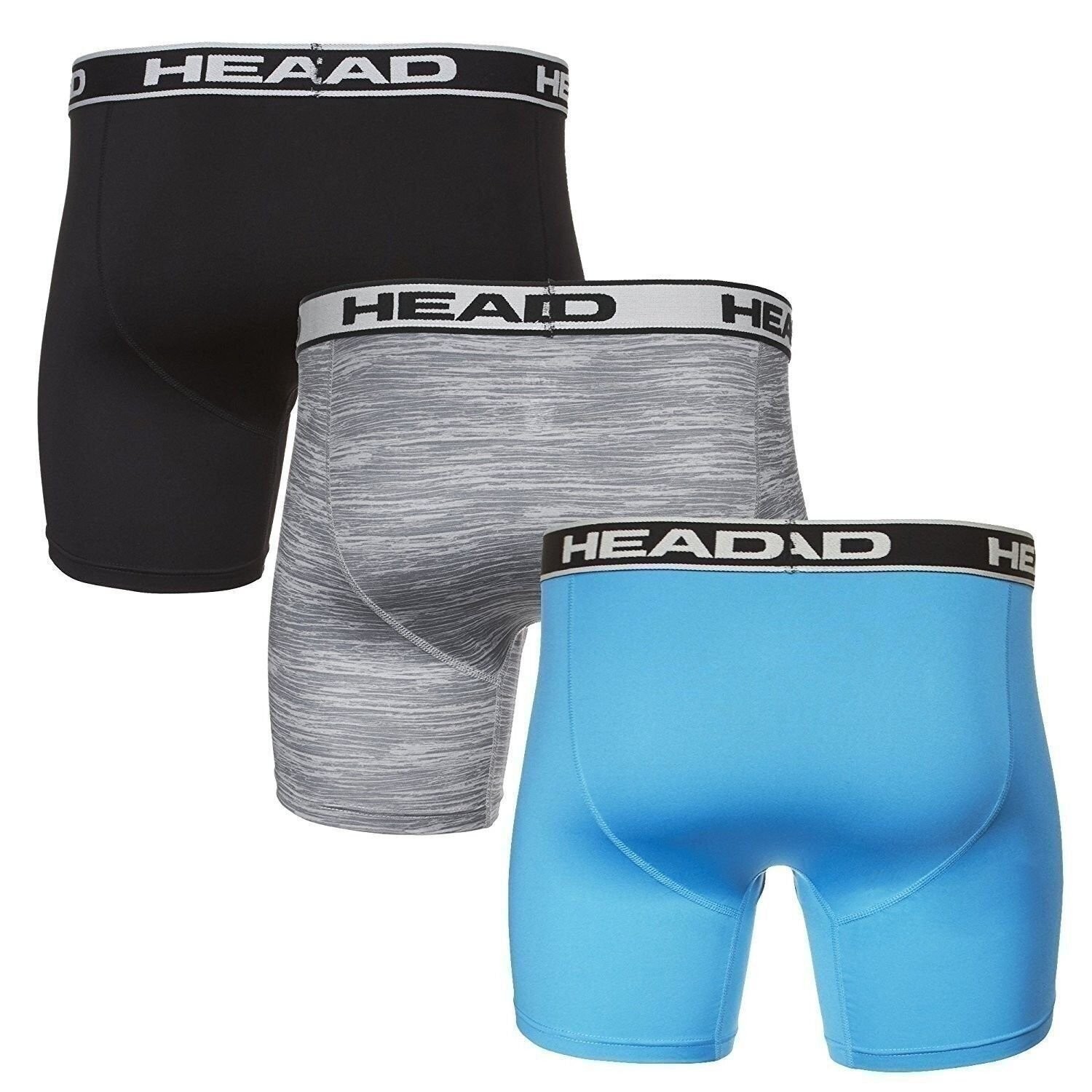 HEAD Mens Performance Underwear 3-PACK Boxer Briefs S-5XL Polyester/Spandex