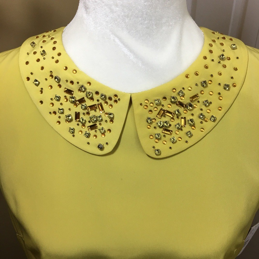 Alex Marie Peter Pan Jewel Collar Sleeveless Shift Dress Saffron Size 10…