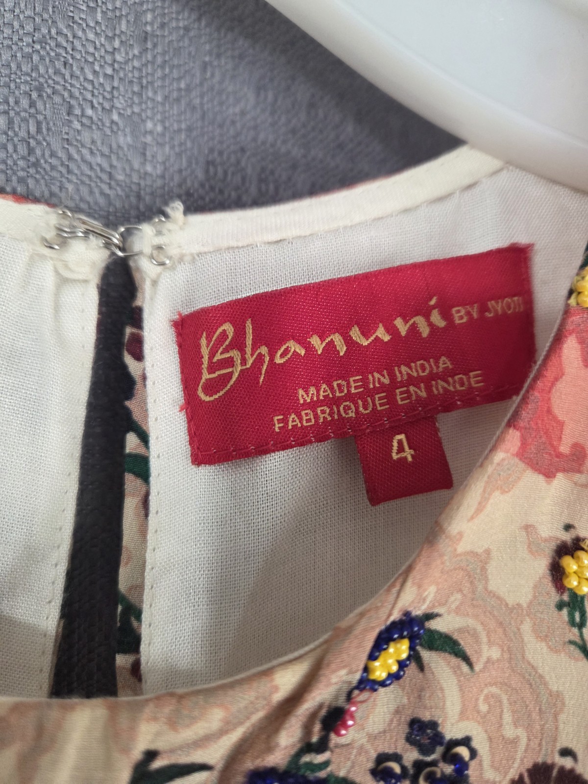 Bhanuni By Jyoti Botanique Maxi Dress Sleeveless Floral Beaded size 4