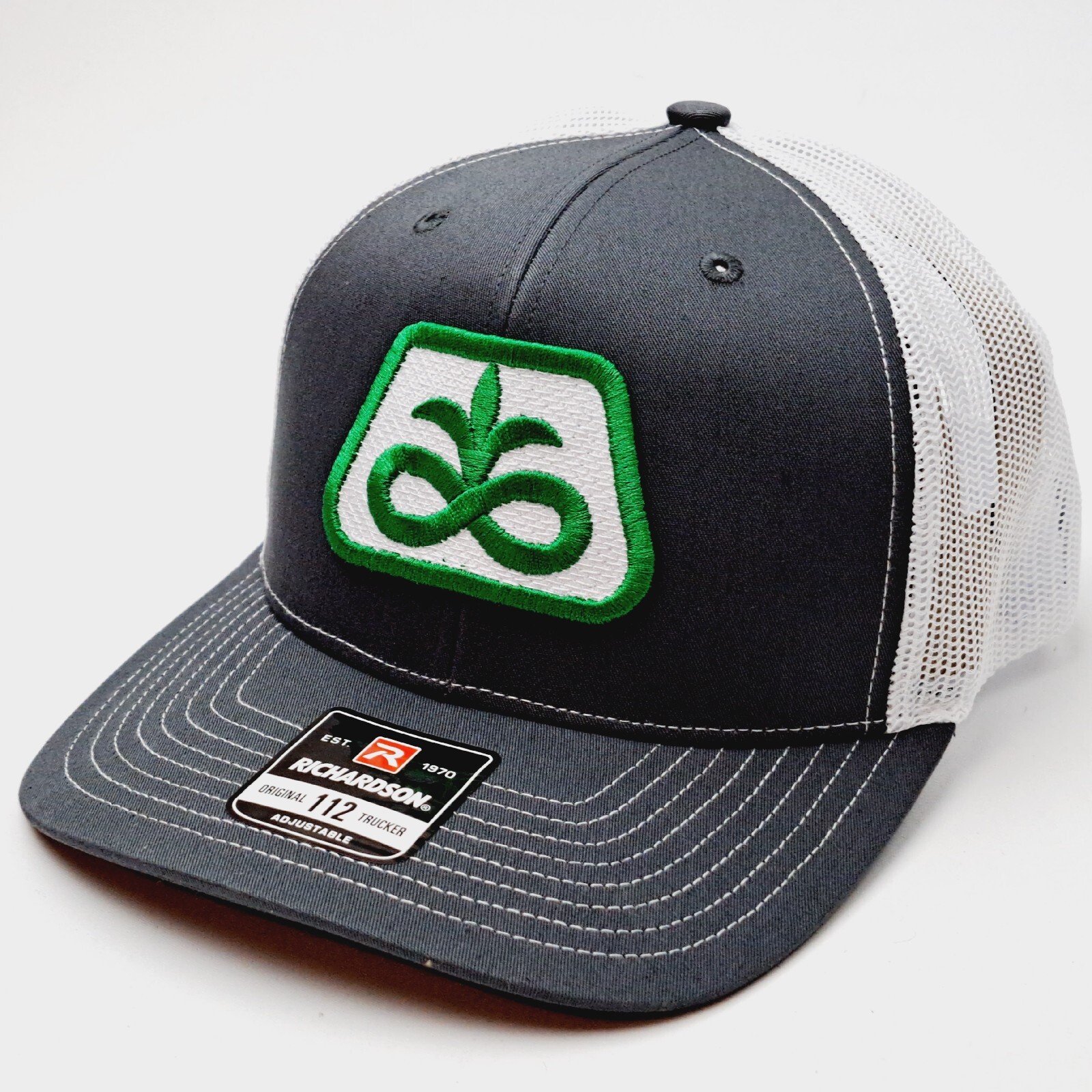 Richardson 112 Trucker Cap Hat Mesh Snapback Gray White Pioneer Seed Patch