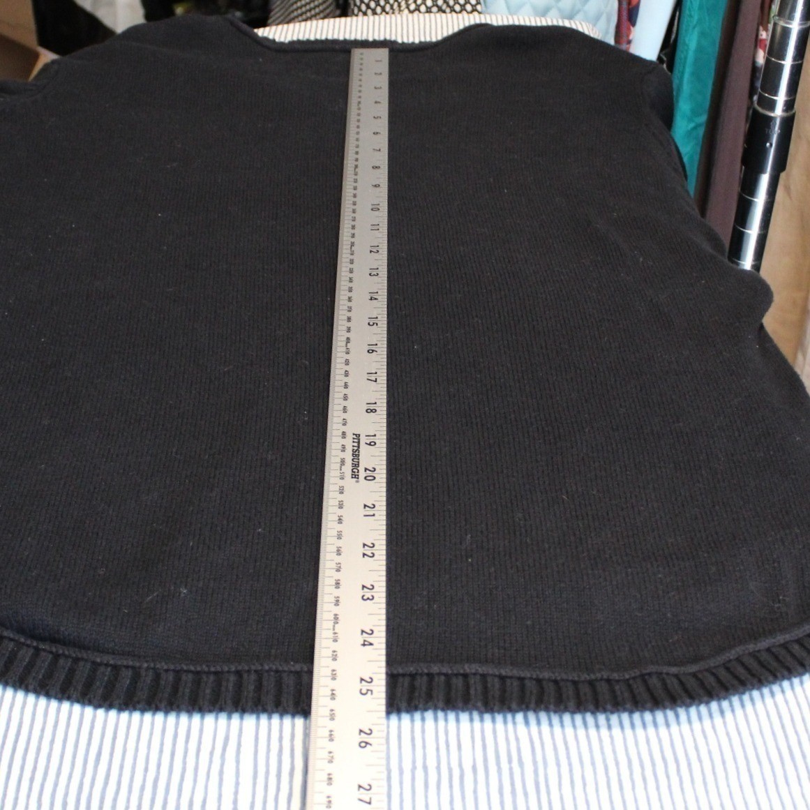 Natural Reflections $XL $49 Black Notched Neck Chest Pocket Cotton Blend Sweater