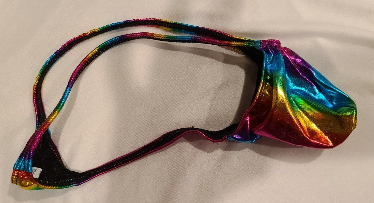 USA SELLER MENS SHINY METALLIC RAINBOW GRAPE SMUGGLERS MICRO THONG-(S/M 28-34)