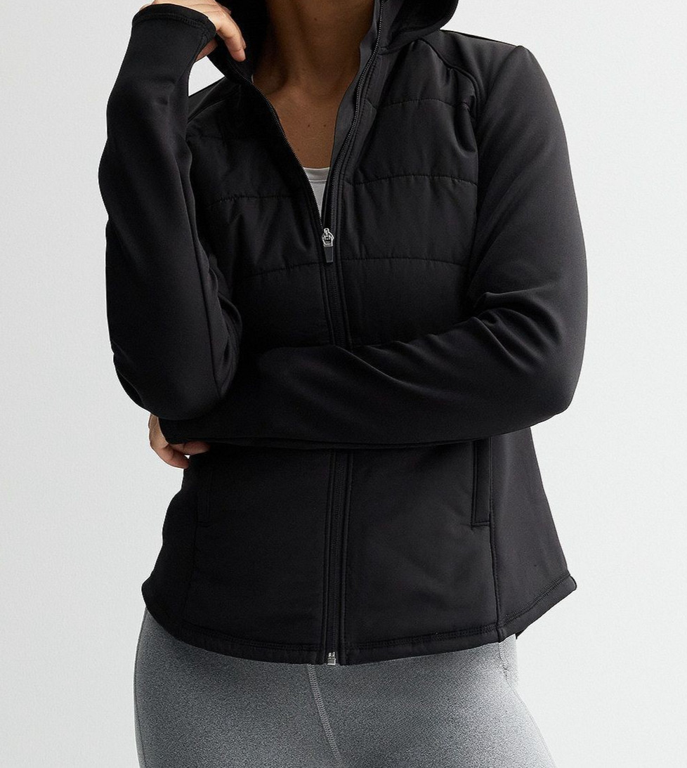 Tek Gear Women’s Black Hooded Mixed-Media Jacket (WT5FV202RS) Sizes S/M/L/XL/XXL