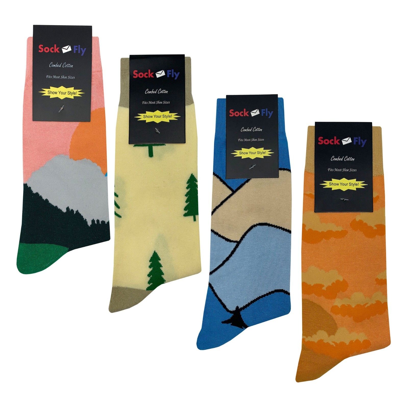 NWT Nature Dress Socks 4 Pack Novelty Men 8-12 Crazy Fun Sockfly