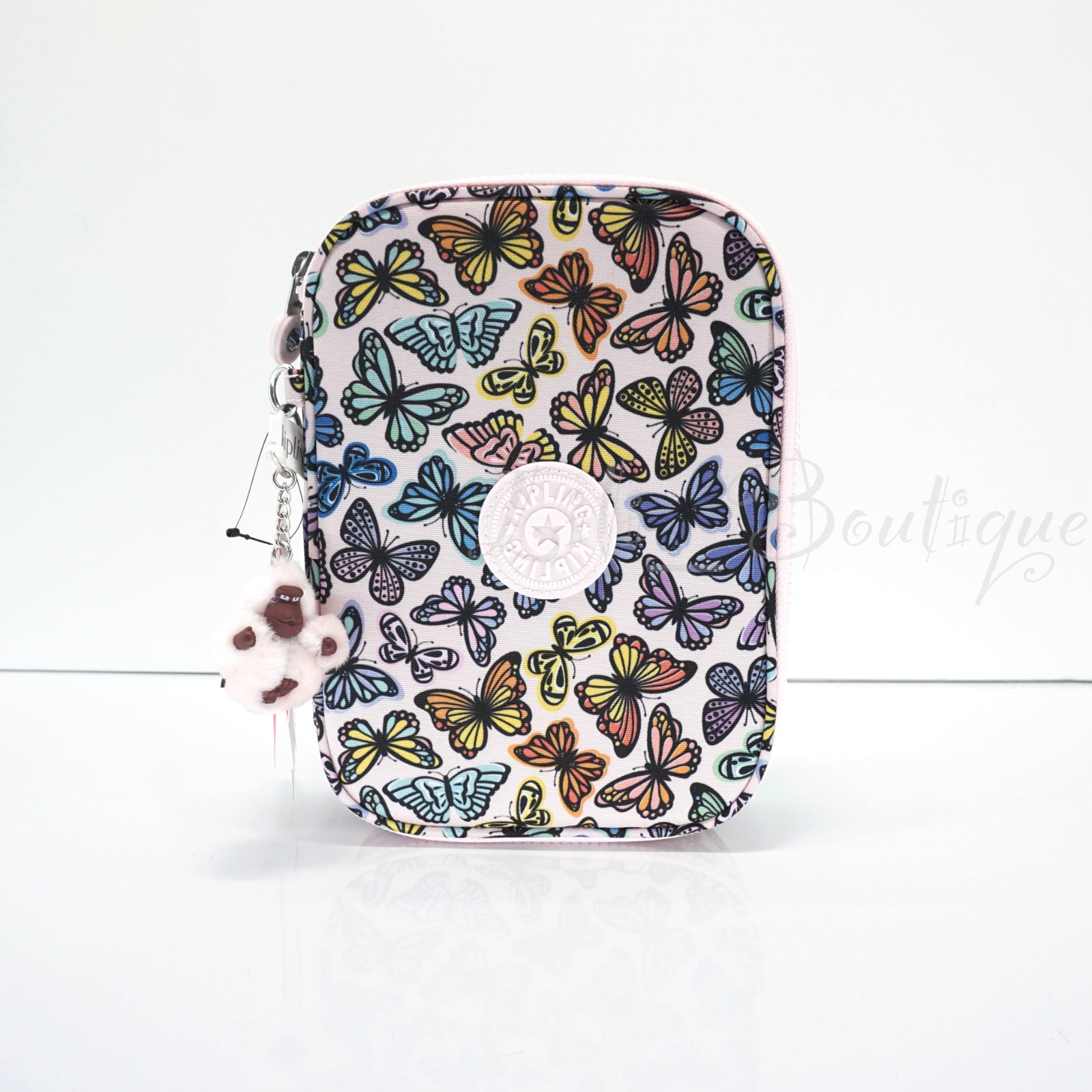 Kipling 100 Pens Case Pencil Accessory Box Polyester AC7252 Butterfly Day Multi