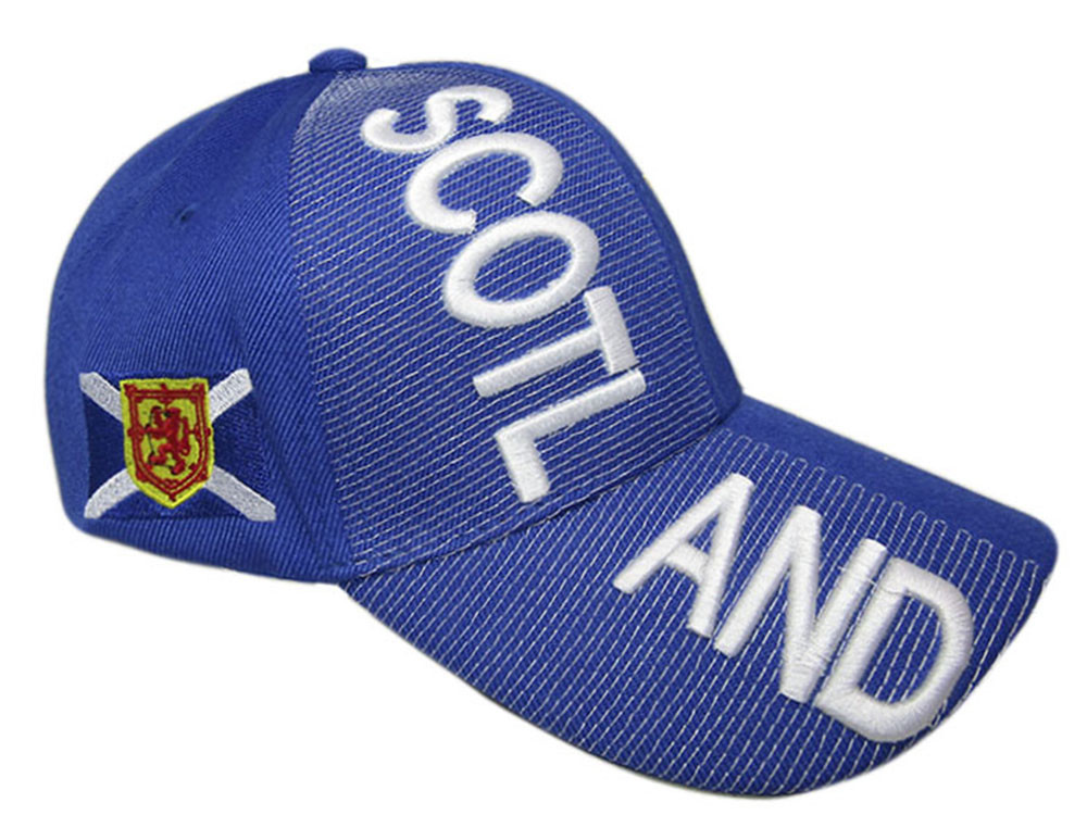 Scotland Country Letters Emblem Lion Royal Blue 3-D Embroidered Cap Hat