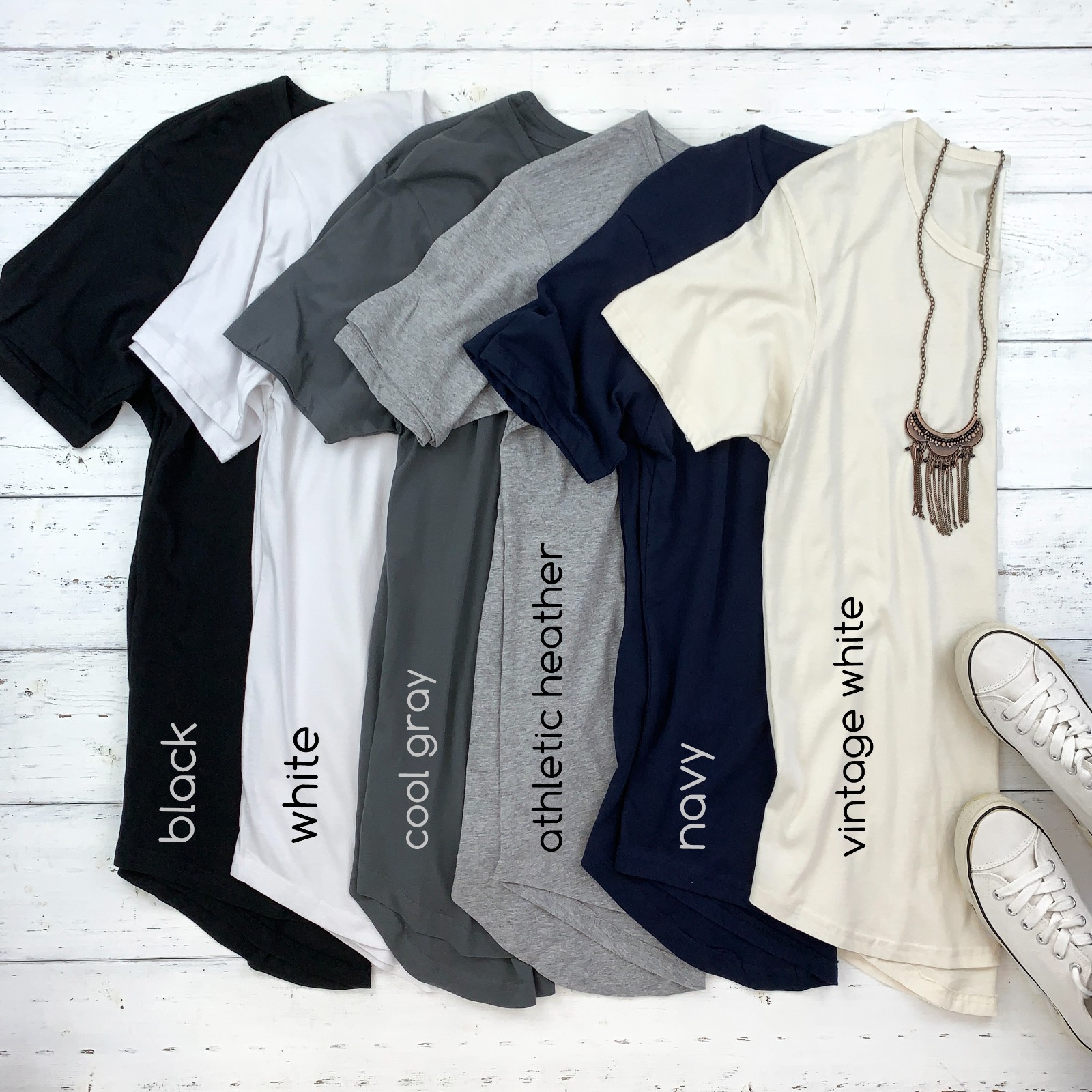 Womens Extra Long T-Shirt Tee | Cotton & Cotton Blend | Small – 2x