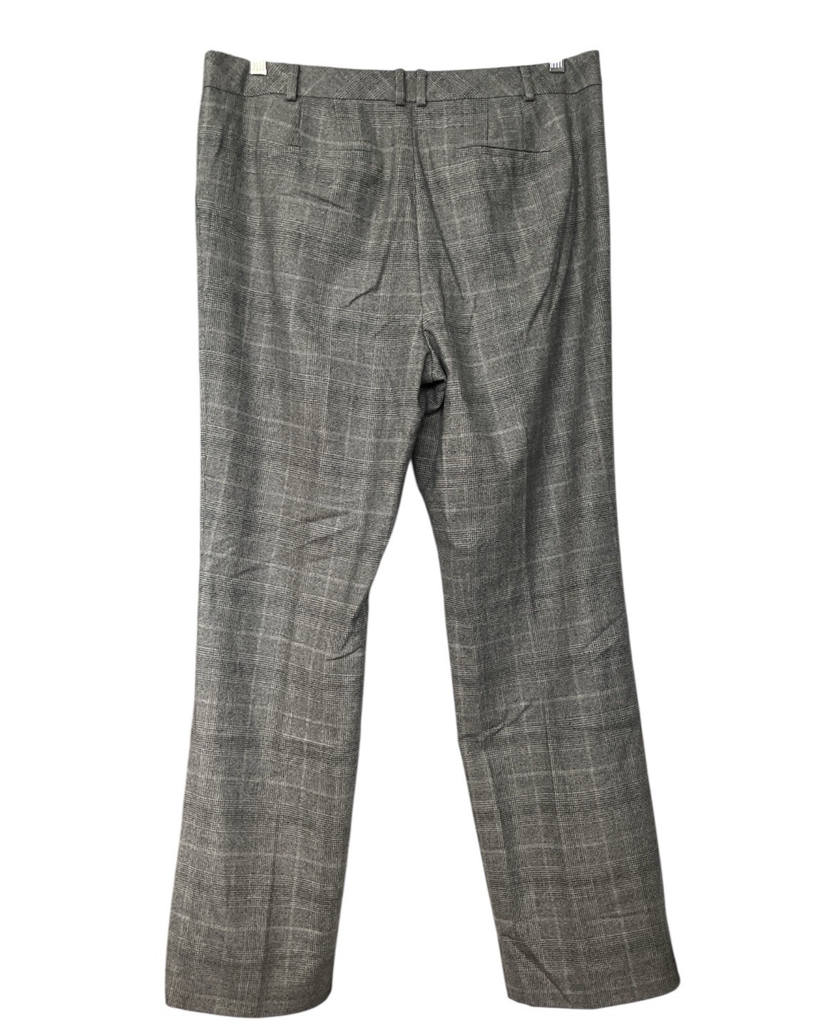 Talbots NWOT Italian Wool Gray Plaid Straight Leg Trouser Pants 14 Full Length
