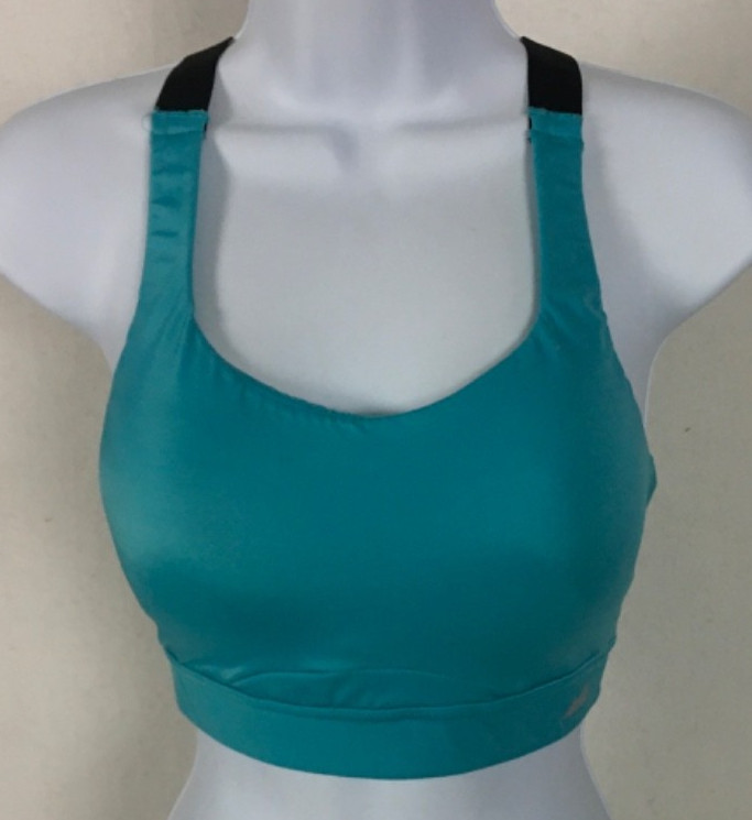 Avia Sports Bra Size 34C Blue Black Racer Back Pull On Padded Wireless