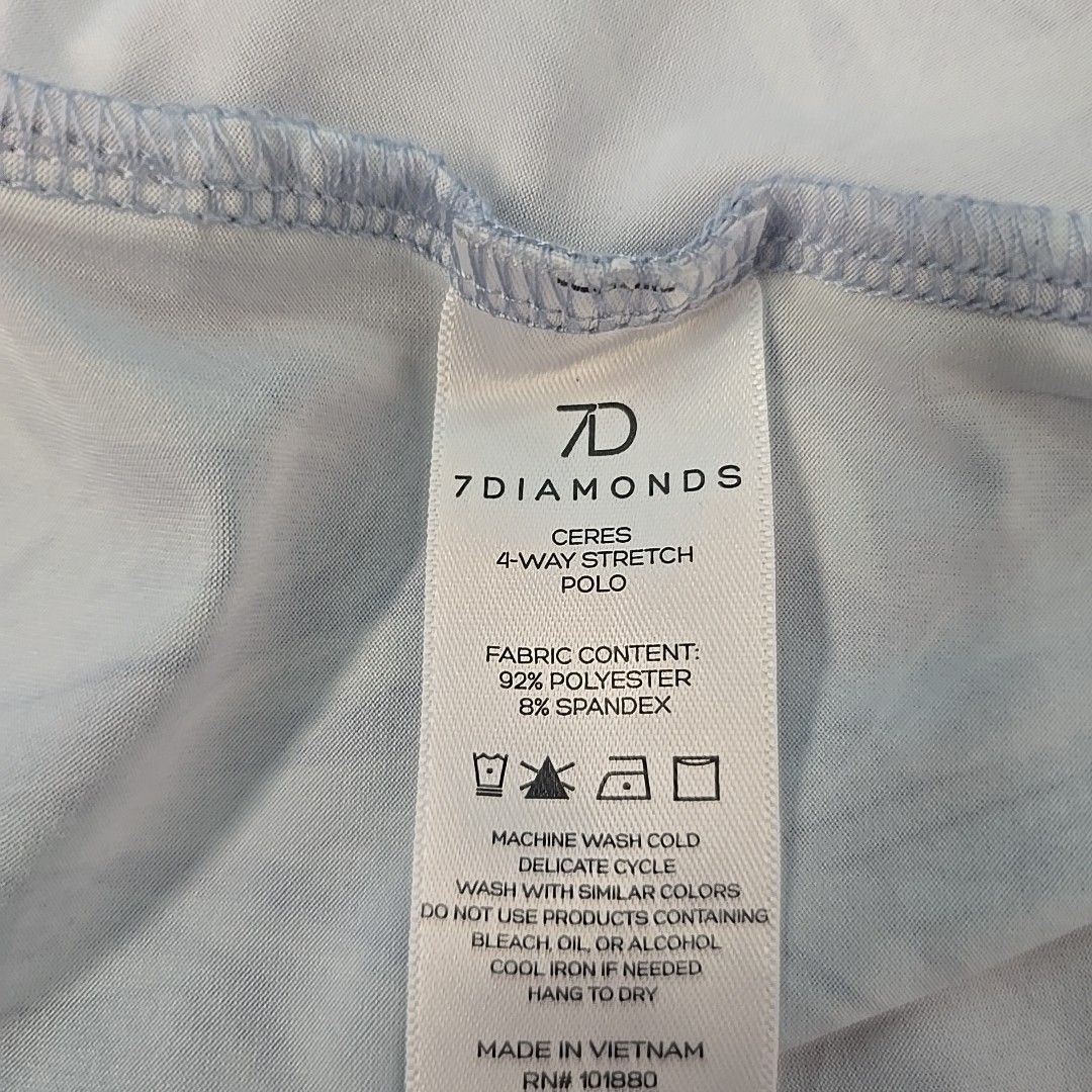 7D 7 Diamonds Polo Shirt Men’s Size XXL Hawaiian Print Golf Blue and Gray Casual