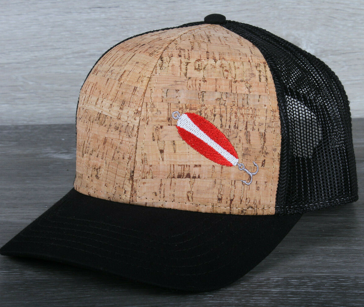 Fishing Lure Embroidered on an Otto 6 Panel Cork Mesh Back Hat
