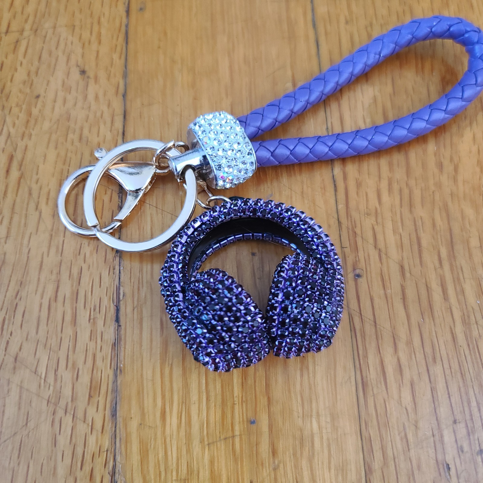 Braided Rope Headphone Keychain/Bag Charm Purple Keychain Purse Backpack Charm