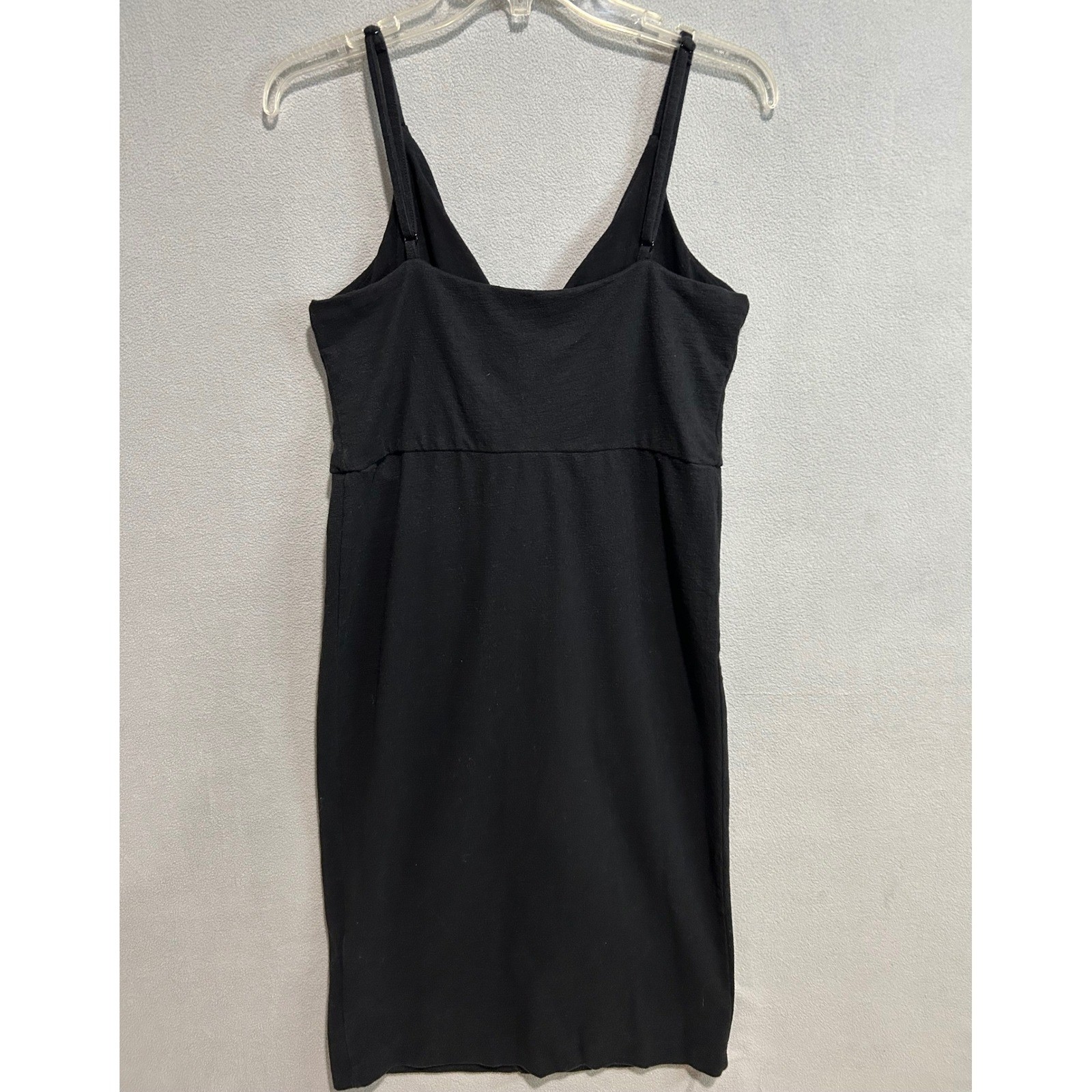 H&M Dress Women Large Black Twist Front V-Neck Bodycon Minimalist Basic Chic LBD