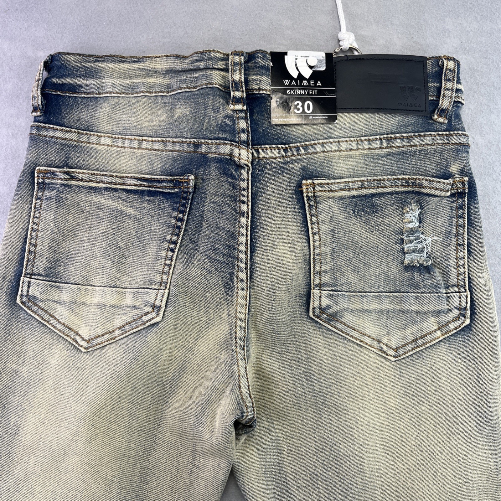 WAIMEA Denim Jeans Mens Size 30 Skinny Fit Distressed Moto NWT