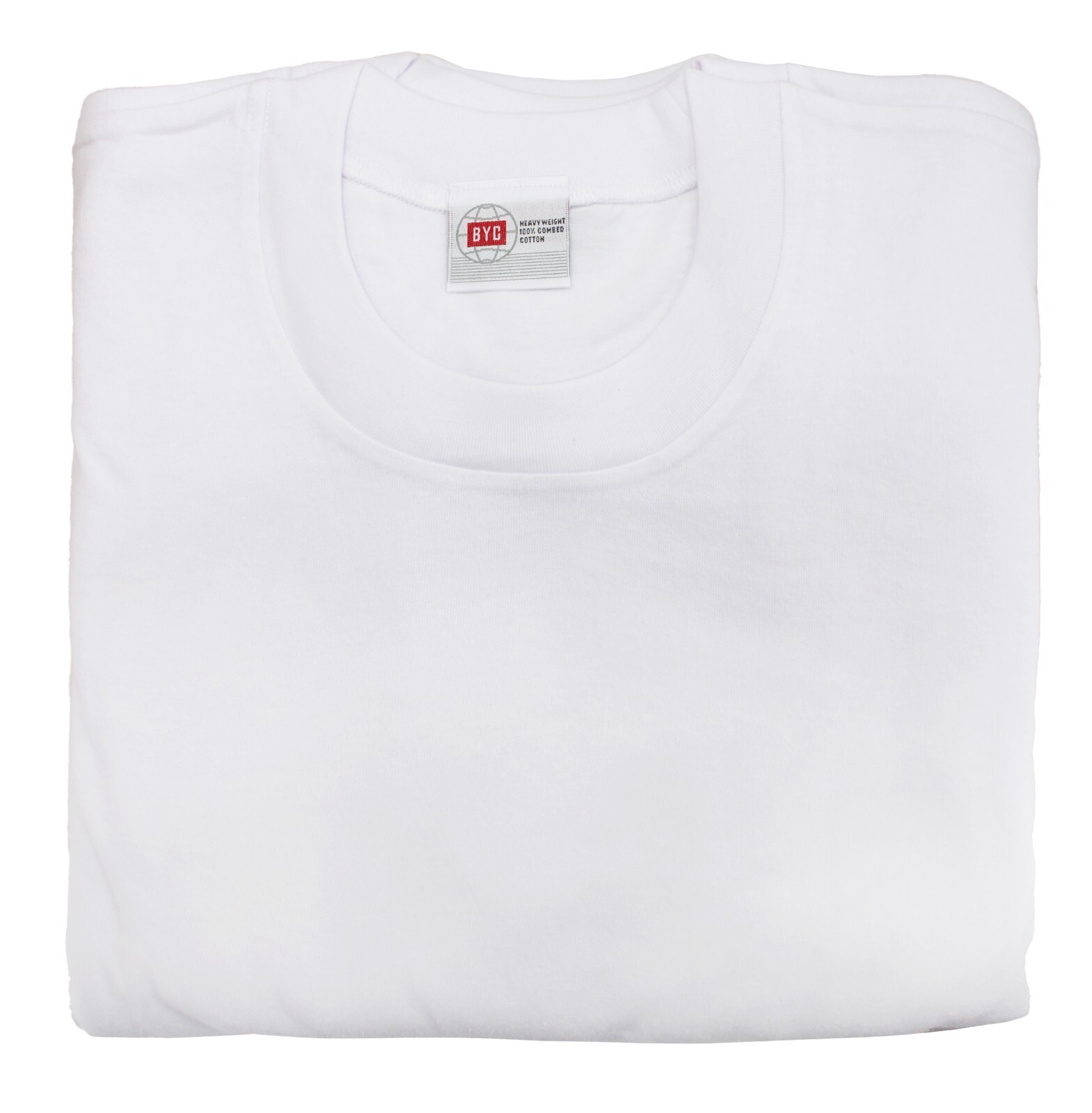 6 Pack BYC Men’s 100% Cotton White Undershirts Crewneck T-Shirts MT98