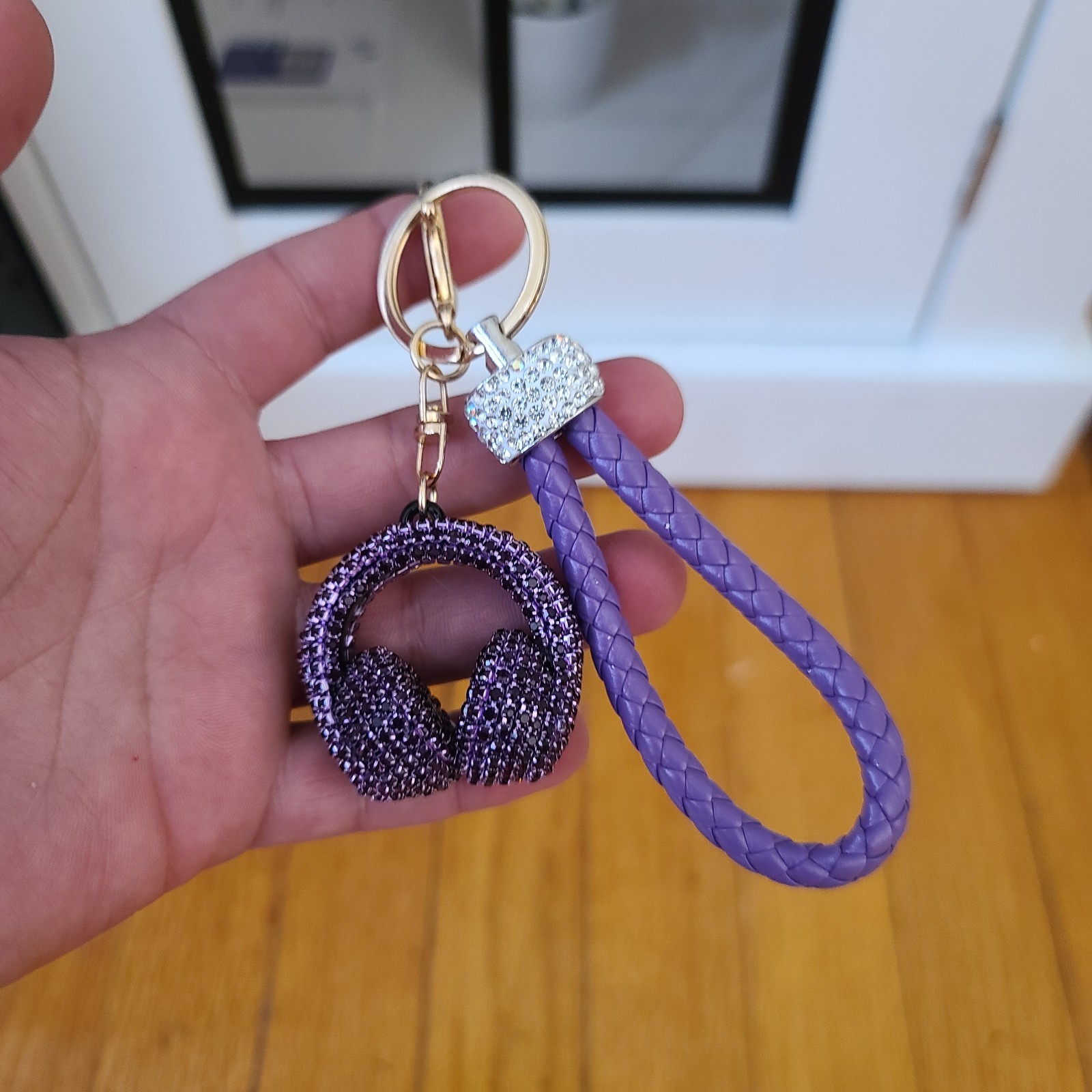 Braided Rope Headphone Keychain/Bag Charm Purple Keychain Purse Backpack Charm