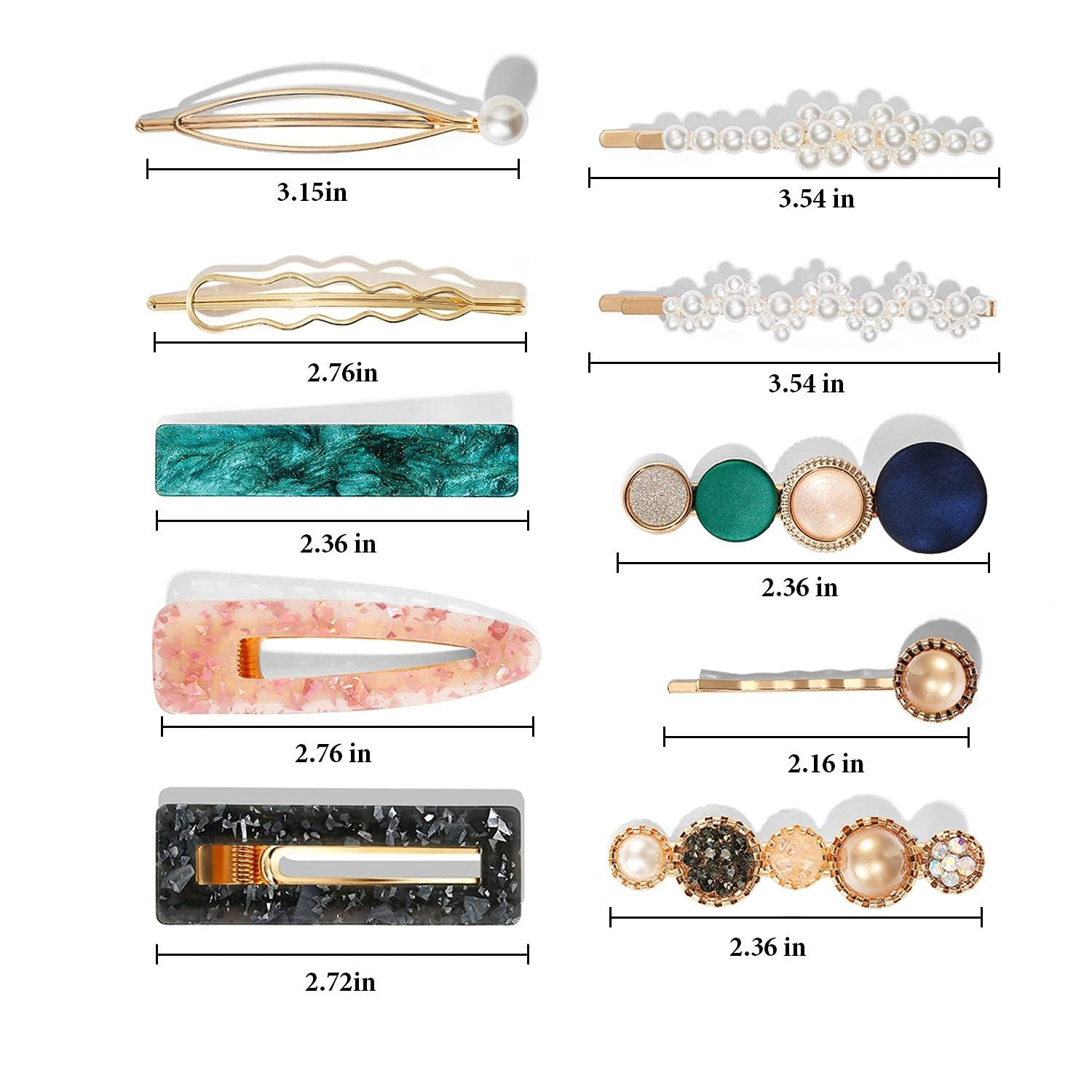 Mehayi 20 PCS Macaron Pearl Acrylic Resin Fashion Hair Clips Set, Cute Hair Barr