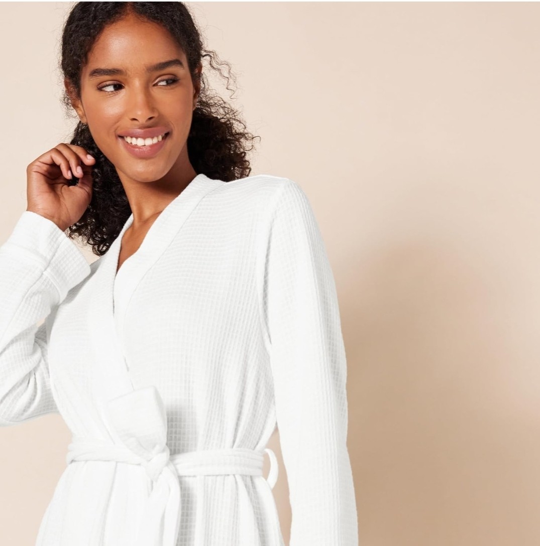 Women’s Lightweight Waffle Mid-Length Robe Size S New
