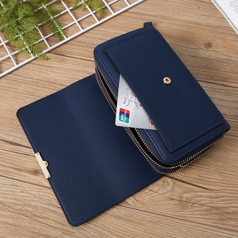 Large Capacity Shoulder Crossbody Bag Cell Phone Bags Double Zipper Wallet Purse