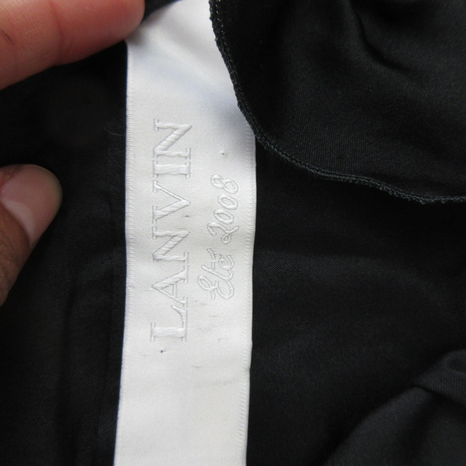 Lanvin Blouse Womens 36 Black Silk Satin Ruffle High Neck Sleeveless Top France
