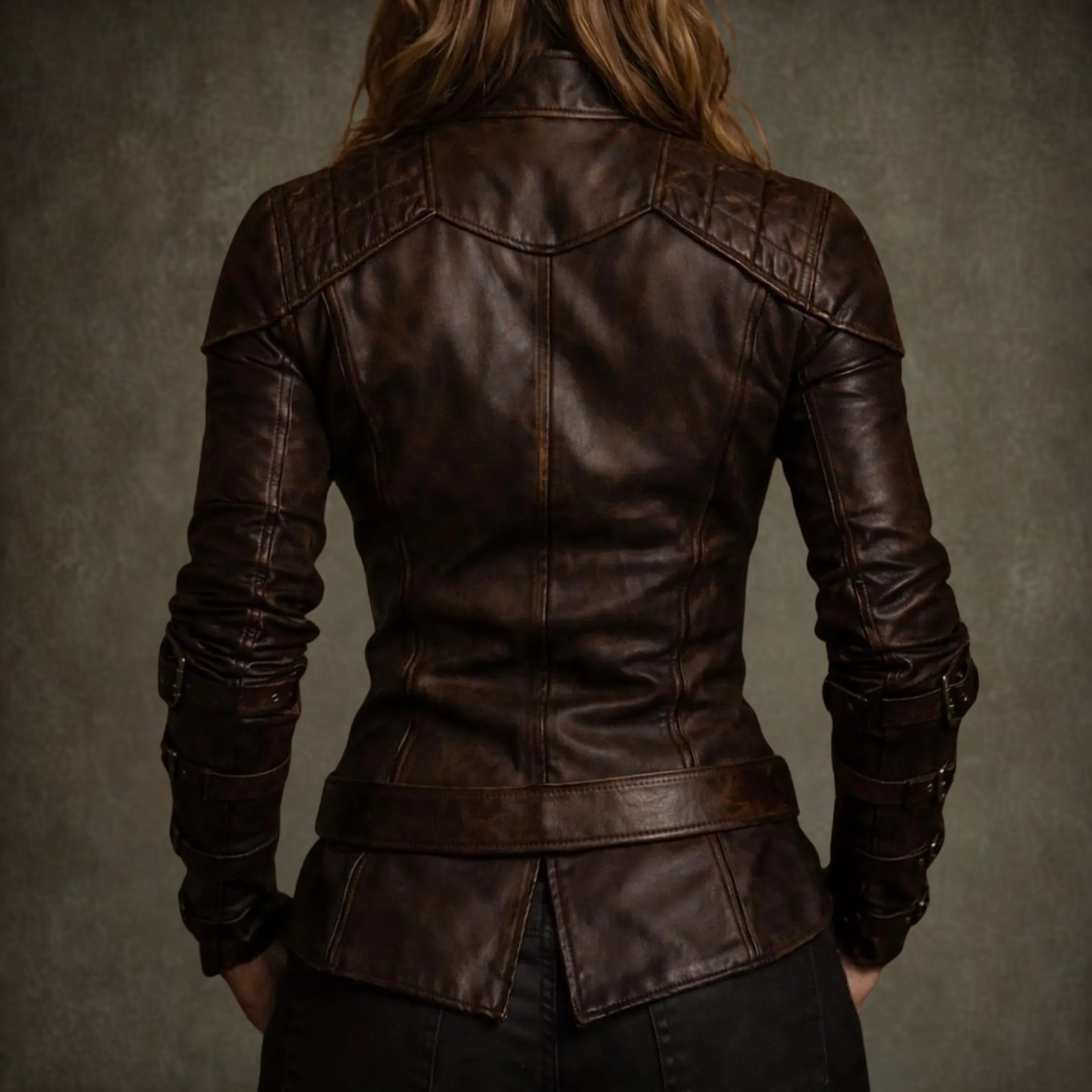 Genuine Leather Shirt Jacket Brown Lace Up Medieval Viking Renaissance Slim