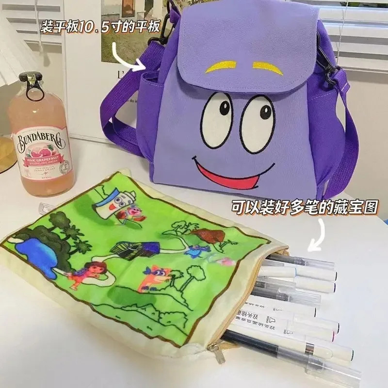 Dora Backpack Cartoon School Bag Canvas Daypack w Pencil Case Kids Gift